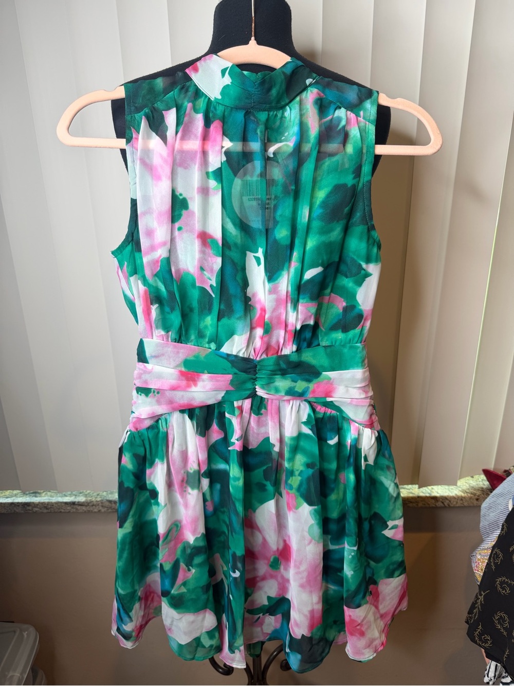 Selfie Leslie emerald green and pink watercolour floral print dress SZ Small NEW